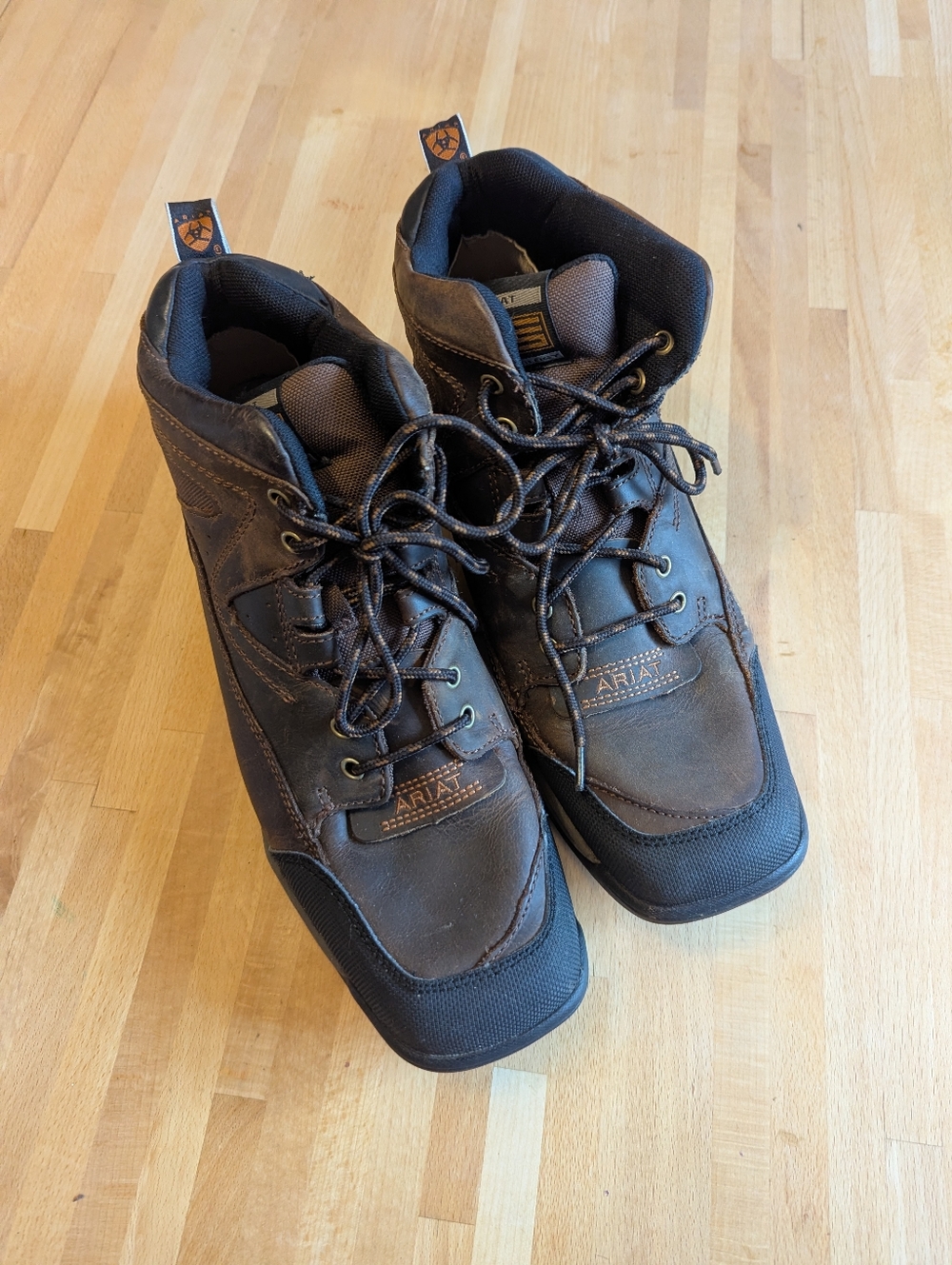 Ariat mens 13D brown leather wide square toe hiking work boots 10016378
